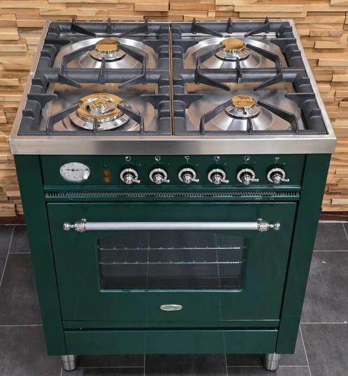 🔥 Poêle Boretti de luxe 70 cm vert + acier inoxydable 4 brû, Electroménager, Cuisinières, Comme neuf, Autoportant, 4 zones de cuisson