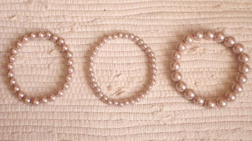 Set van 3 armbanden met Mallorca parels - perfecte staat!, Bijoux, Sacs & Beauté, Bracelets, Comme neuf, Enlèvement