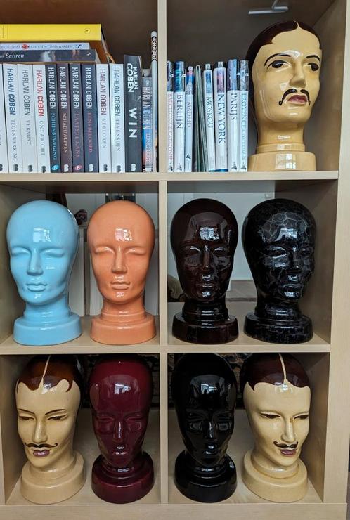 9x tête vintage en céramique - Allemagne de l'Ouest Scheuric, Antiquités & Art, Art | Sculptures & Bois, Enlèvement ou Envoi