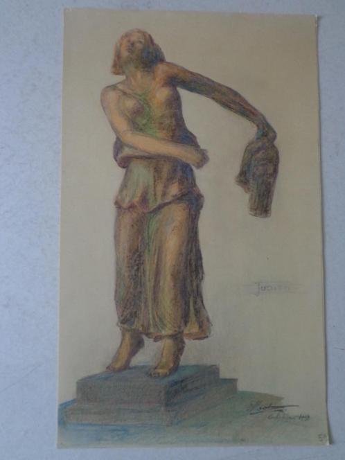 Kleurtekening Edouard Nootens uit 1932 Judith, Antiquités & Art, Art | Dessins & Photographie, Enlèvement ou Envoi