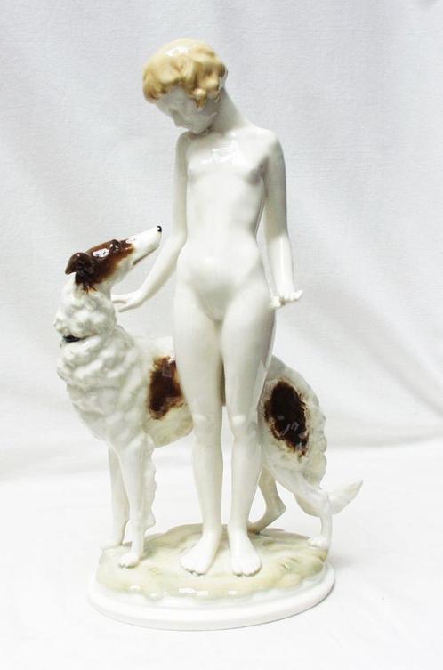 Figurine HUTSCHENREUTHER lévrier nu Carl Werner., Antiquités & Art, Antiquités | Porcelaine, Enlèvement ou Envoi
