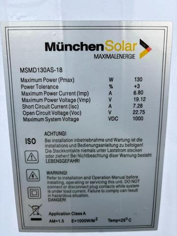 Panneaux Solaires Allemands de 12v / 130w, 5 pièces restant