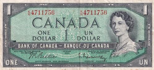 1 dollar 1954 Kanada, Timbres & Monnaies, Billets de banque | Amérique, Billets en vrac, Amérique du Nord, Enlèvement ou Envoi