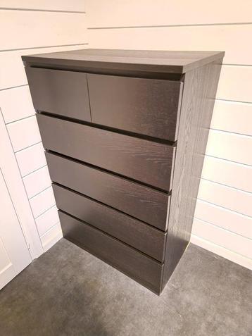 IKEA MALM, Ladekast 6 lades. zwartbruin, 80x123cm