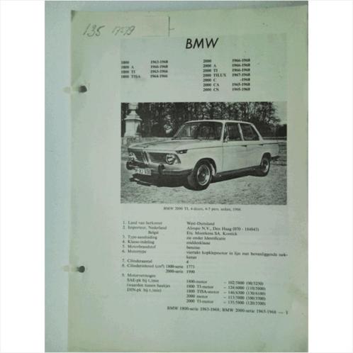 BMW 1800 2000 Vraagbaak losbladig 1963-1968 #3 Nederlands, Livres, Autos | Livres, Utilisé, BMW, Enlèvement ou Envoi