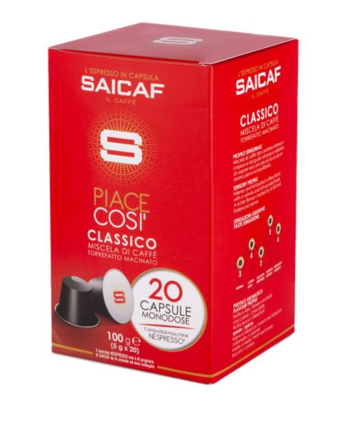 Saicaf Classico Capsules Nespresso 20p, Electroménager, Accessoires de machine à café, Neuf, Enlèvement ou Envoi