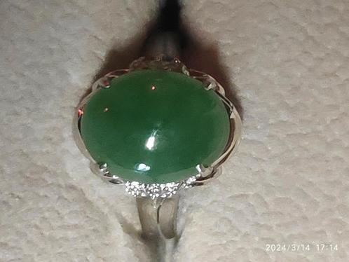 Bague platine avec jade de 5,51ct, diamants et certificat, Bijoux, Sacs & Beauté, Bagues, Neuf, Envoi