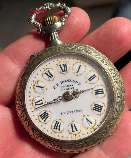 F E ROSKOPF Légitimo cavalier horloge op de achterkant van h, Handtassen en Accessoires, Horloges | Dames, Zo goed als nieuw, Zakhorloge