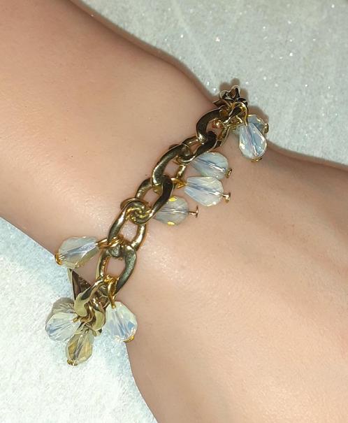 bedelarmband goud met opaliet bedels, Bijoux, Sacs & Beauté, Bracelets, Neuf, Autres matériaux, Or, Avec bracelets à breloques ou perles