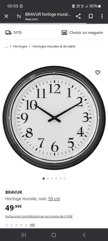 Grande horloge Ikea Bravur 59cm silencieuse 