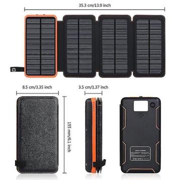 chargeur solaire portable Powerbank 30000Mah étan