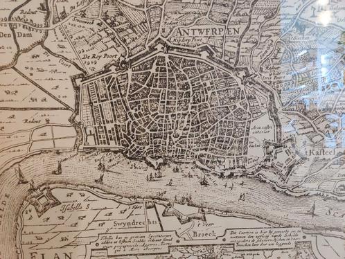 Carte historique d'Anvers Encadrée avec verre, Livres, Atlas & Cartes géographiques, Utilisé, Carte géographique, Belgique, Avant 1800