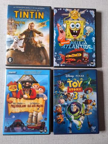 4 DVD : Bob l’éponge,Tintin, Toy Story… 