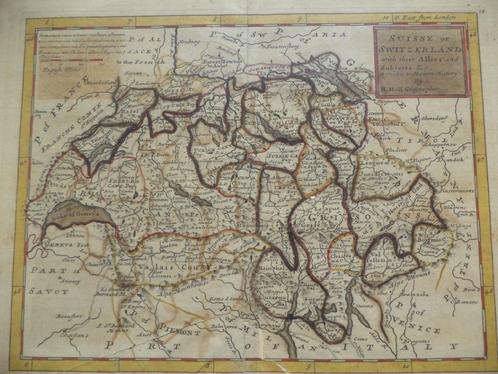 Carte 1732 SUISSE or SWITZERLAND H. Moll gravure eau-forte, Livres, Atlas & Cartes géographiques, Carte géographique, Enlèvement ou Envoi