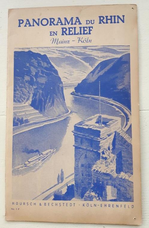 Panorama du Rhin et relief de Mayence-Cologne - vintage, Livres, Atlas & Cartes géographiques, Utilisé, Autres types, Allemagne