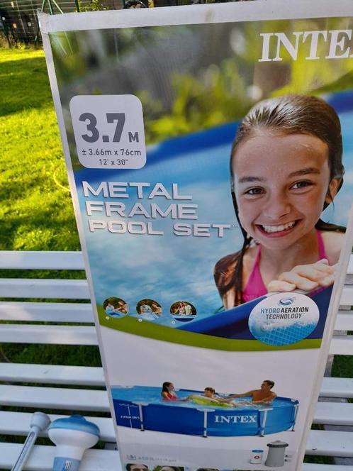 Intex zwembad met metalen frame + filterpomp & warmtepomp, Jardin & Terrasse, Piscines, Comme neuf, Piscines hors sol, Moins de 80 cm