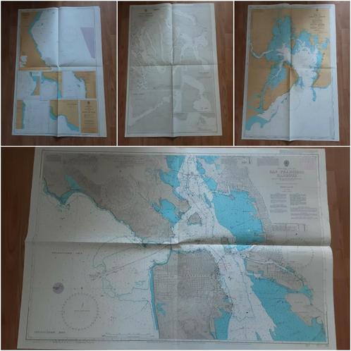 lot zeekaarten met vaarroutes (5), Verzamelen, Scheepvaart, Gebruikt, Kaart, Foto of Prent, Ophalen of Verzenden