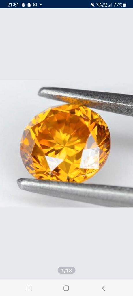 diamant rond jaune polie 0.90 carat avec certificat, Bijoux, Sacs & Beauté, Pierres précieuses