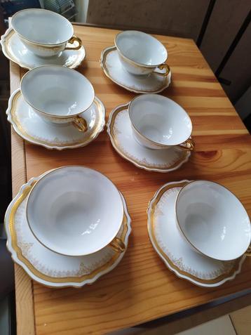 Service à thé porcelaine de limoges polie à l'agate 6pc