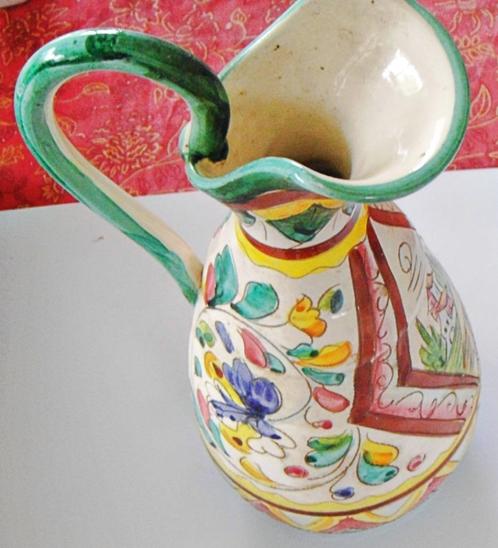 Pichet / vase vintage terre cuite émaillée polychrome, 25 cm, Antiquités & Art, Antiquités | Céramique & Poterie, Enlèvement
