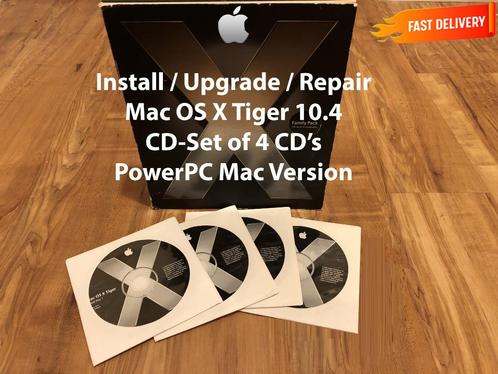 Installeer Mac OS X Tiger 10.4 via CD, 4 CD's, PowerPC G4 G5, Computers en Software, Besturingssoftware, Nieuw, MacOS, Verzenden