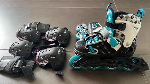 Inline skates Optimum Slider maat 33-36 wit/blauw/zwart, Sports & Fitness, Patins à roulettes alignées, Comme neuf, Rollers 4 roues en ligne