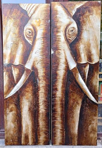 Schilderij Olifant duo paneel (1 helft per paneel)