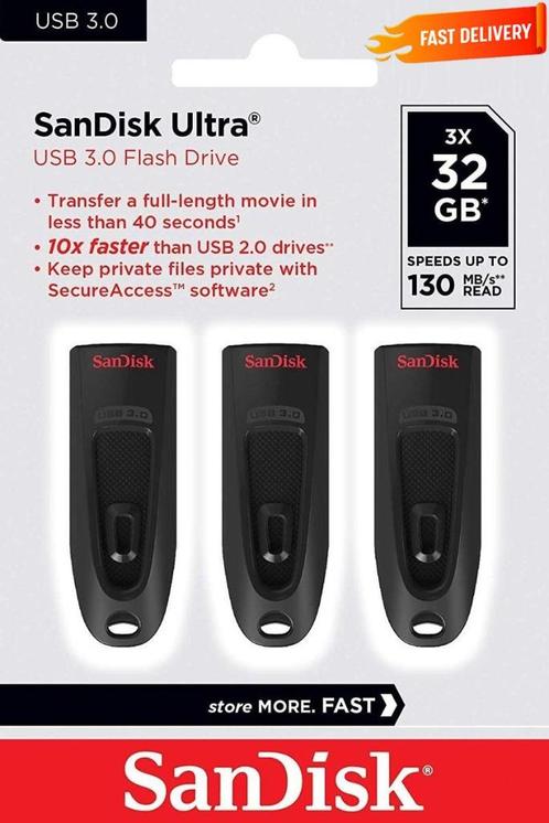 3 Pièces Clé USB SanDisk 64 Go USB3.2 3-Pack USB 32 Go 3Pack, Informatique & Logiciels, Clés USB, Neuf, 32 GB, Envoi