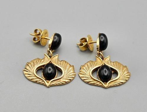 Boucles d'oreilles anciennes en or avec corail noir. 2024/61, Bijoux, Sacs & Beauté, Boucles d'oreilles, Comme neuf, Pendantes