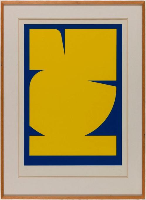 Jo Delahaut - jaune sur bleu (1972 ed. galerie Lahumière), Antiek en Kunst, Kunst | Litho's en Zeefdrukken, Ophalen