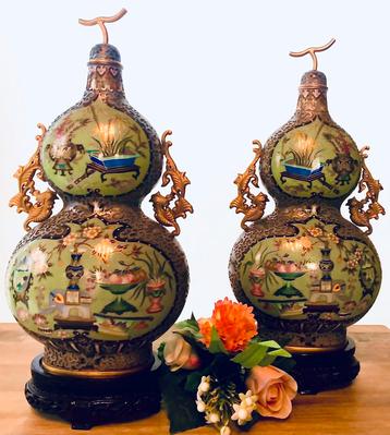 VASES CLOISONNÉS CHAMPLEVÉS CHINOIS, COLLECTIONNEURS RARES 