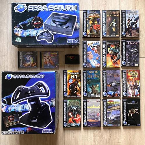 Sega Saturn Console + Arcade Racer + Spellen, Games en Spelcomputers, Games | Sega, Zo goed als nieuw, Ophalen of Verzenden