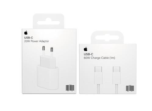 Apple Snellader 20 W & De Apple USB-C 60 W Oplaadkabel SET, Telecommunicatie, Mobiele telefoons | Telefoon-opladers, Nieuw, Apple iPhone