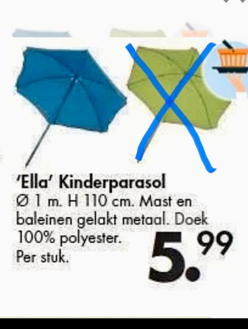 2 NIEUWE !!! Kinderparasols . Diameter 1 m  Hoogte 110 cm 🍄, Jardin & Terrasse, Parasols, Neuf, Enlèvement ou Envoi