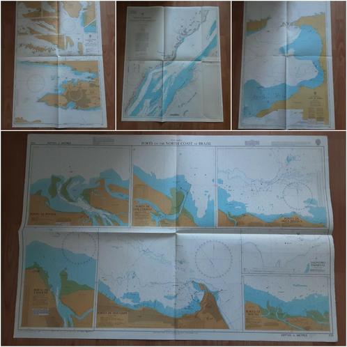 lot zeekaarten met vaarroutes (4), Verzamelen, Scheepvaart, Gebruikt, Kaart, Foto of Prent, Ophalen of Verzenden