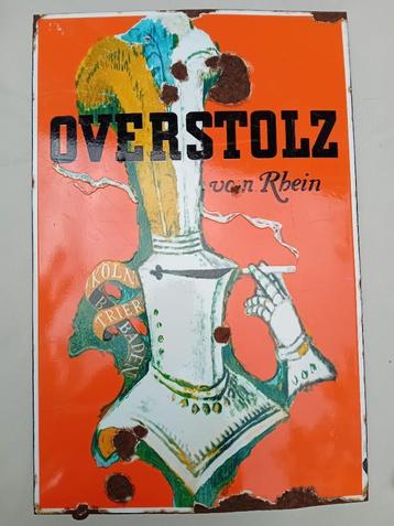 Panneau d'affichage vintage en émail pour cigarettes OVERSTO