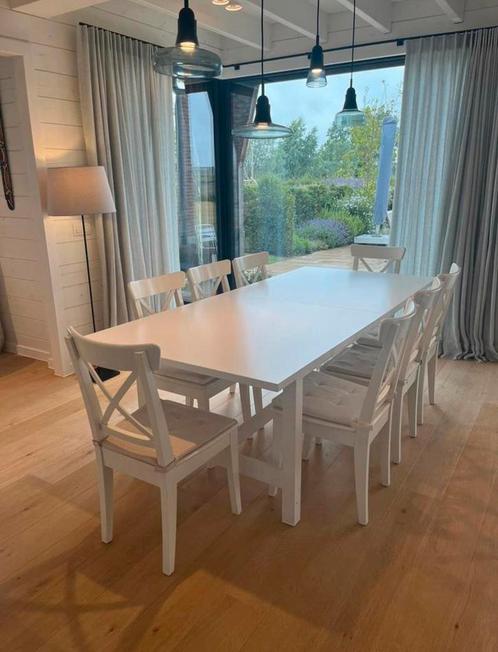 12 eetkamerstoelen Ikea Ingolf, Huis en Inrichting, Stoelen, Gebruikt, Vijf, Zes of meer stoelen, Wit, Ophalen