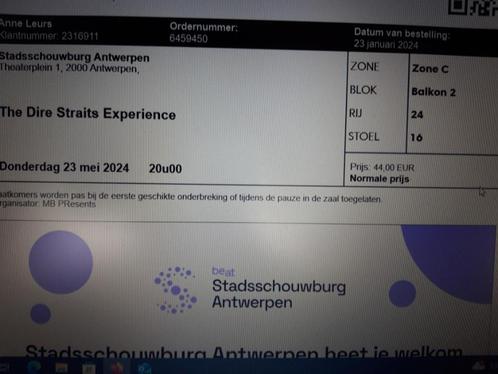 2 tickets Dire Straits Experience Antwerpen (zitplaatsen), Tickets & Billets, Concerts | Pop, Deux personnes, Mai
