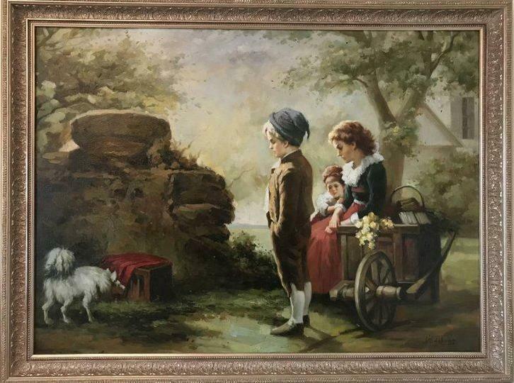 Schilderij, olieverf op doek, gesigneerd Hodgkins, 20e eeuw., Antiek en Kunst, Kunst | Schilderijen | Modern