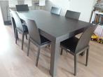 Table + 6 chaises en chêne gris foncé (marque Habitat), Eikenhout, Ophalen