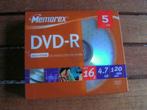 Pack de 5 x DVD-R Memorex (4,7 Go – 120 min – jusqu'à 16x), Dvd, Memorex, Enlèvement ou Envoi, Neuf