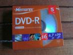 Pak met 5 x DVD-R Memorex (4.7 GB – 120 min – up to 16x), Ophalen of Verzenden, Nieuw, Dvd, Memorex