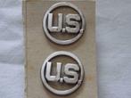Paar van US collar disk  (A) korea / vietnam, Embleem of Badge, Landmacht, Verzenden