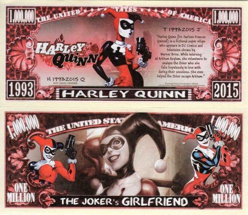 USA 1 million $ bankbiljet Harley Quinn (DC Comics) NIEUW, Timbres & Monnaies, Billets de banque | Amérique, Billets en vrac, Amérique du Nord