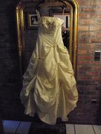 très belle robe de bal dorée/jaune + accessoires, Comme neuf, Jaune, Taille 36 (S), Robe de gala