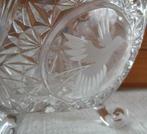 Belle coupe ronde en cristal aux oiseaux de paradis - 21 cm, Antiquités & Art, Antiquités | Verre & Cristal, Enlèvement ou Envoi
