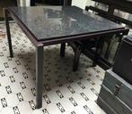 Design tafel met blad in graniet, Huis en Inrichting, Tafels | Eettafels, Ophalen, Gebruikt, Vierkant, Metaal