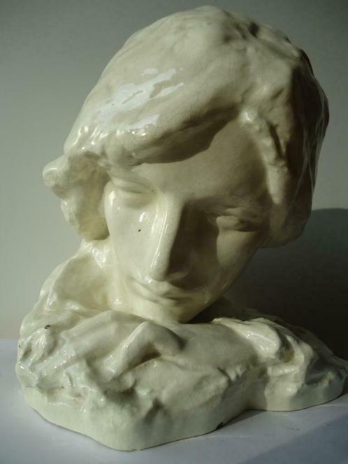 Githa THEURIET °1862-1883 Paris ART NOUVEAU buste faïence, Antiquités & Art, Art | Sculptures & Bois, Enlèvement