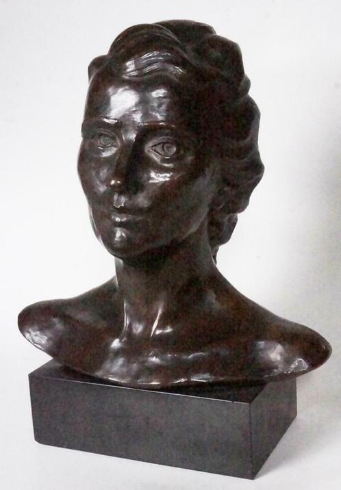 Buste de femme en bronze de Toon van Eindhoven - 16 kg, Antiquités & Art, Curiosités & Brocante, Enlèvement