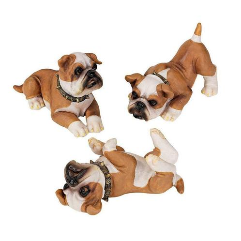 Design Toscano 3 delig set Bulldog puppy beeldjes, Huis en Inrichting, Woonaccessoires | Overige, Nieuw, Ophalen of Verzenden